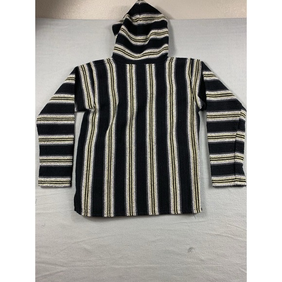 Original Senor Lopez Baja Hoodie Adult Large Black White Mexican Surf Poncho - Picture 3 of 5